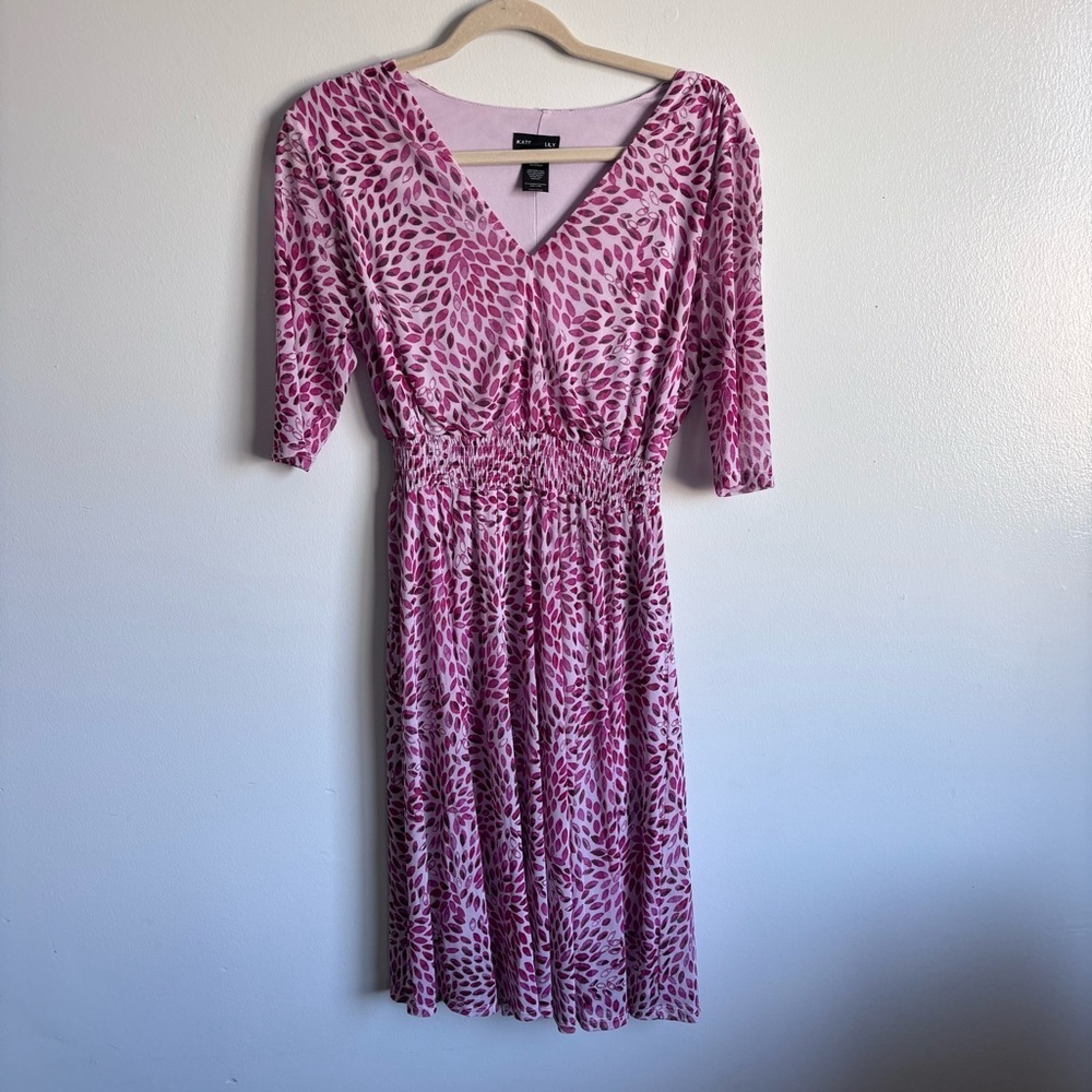 Kate and Lily Pink Abstract Midi dress size 8